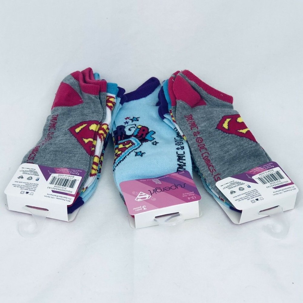 Supergirl Socks 9 Pair Girls Size 13-4 NWT